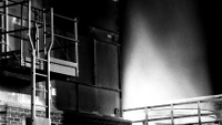 Steam rising from an industrial generator.
